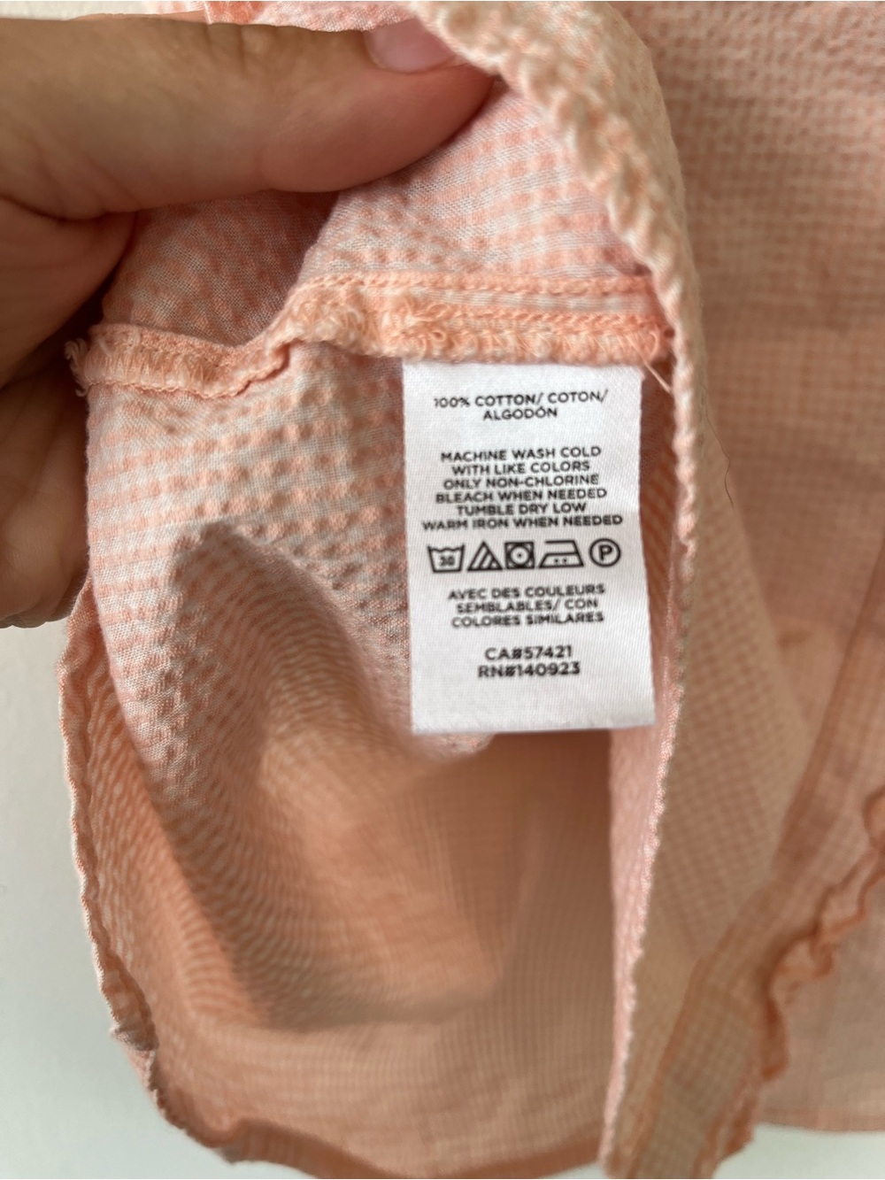 Loft peach gingham blouse - Picture 6 of 7